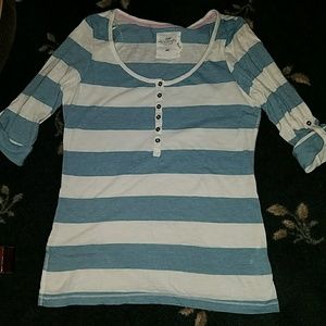 Light blue white Henley.